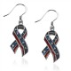 Stars and Stripes Ribbon Charm Earrings in Silver