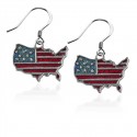 Stars and Stripes Flag Charm Earrings in Silver