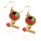 Eye Shadow & Brush Charm Earrings in Gold