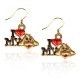 I Love My Dog Charm Earrings in Gold