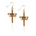 Cross with Shroud Charm Earrings in Gold