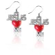 Jesus Loves Me Charm Earrings in Silver