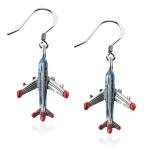 Airplane Charm Earrings in Silver