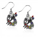 Artist Palette Charm Earrings in Silver